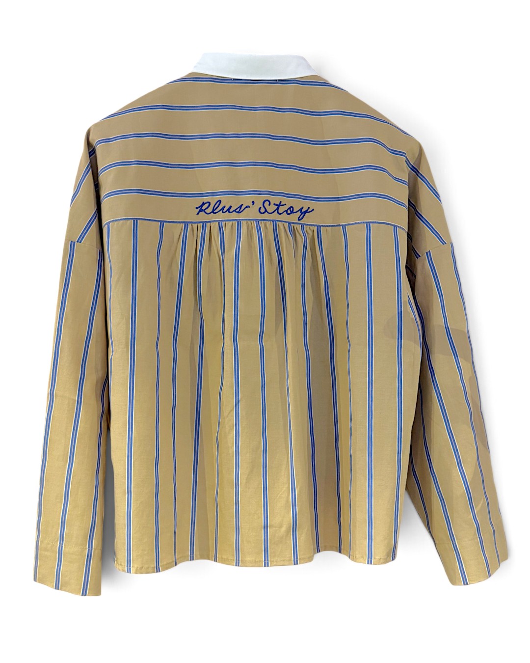 CLEAN CLERIK & EMBROIDERED BACK STORY: STRIPE CLERIK SHIRT