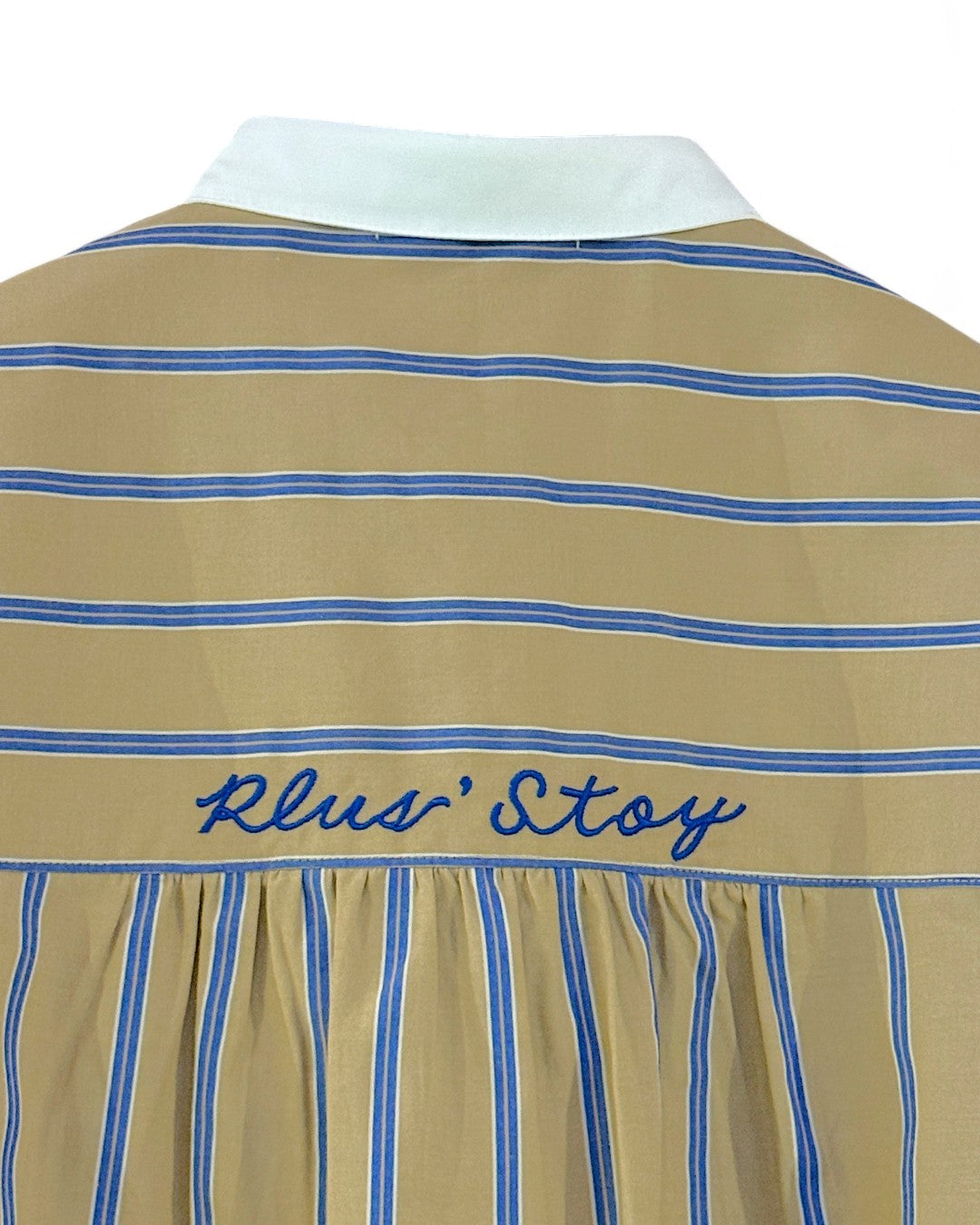 CLEAN CLERIK & EMBROIDERED BACK STORY: STRIPE CLERIK SHIRT