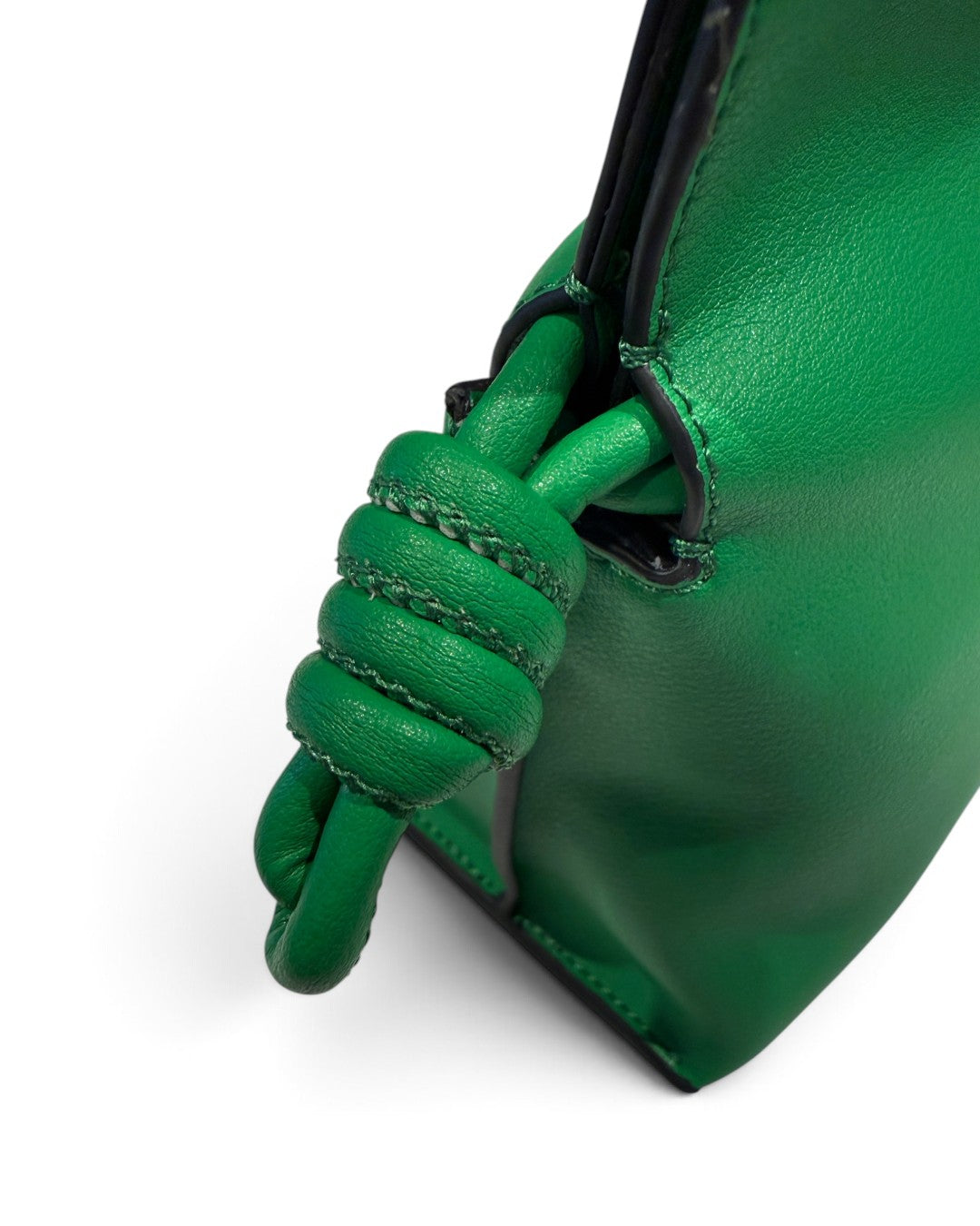 SILKEN TOUCH & TIMELESS KNOT: NAPPA LEATHER DRAWSTRING CLUTCH BAG
