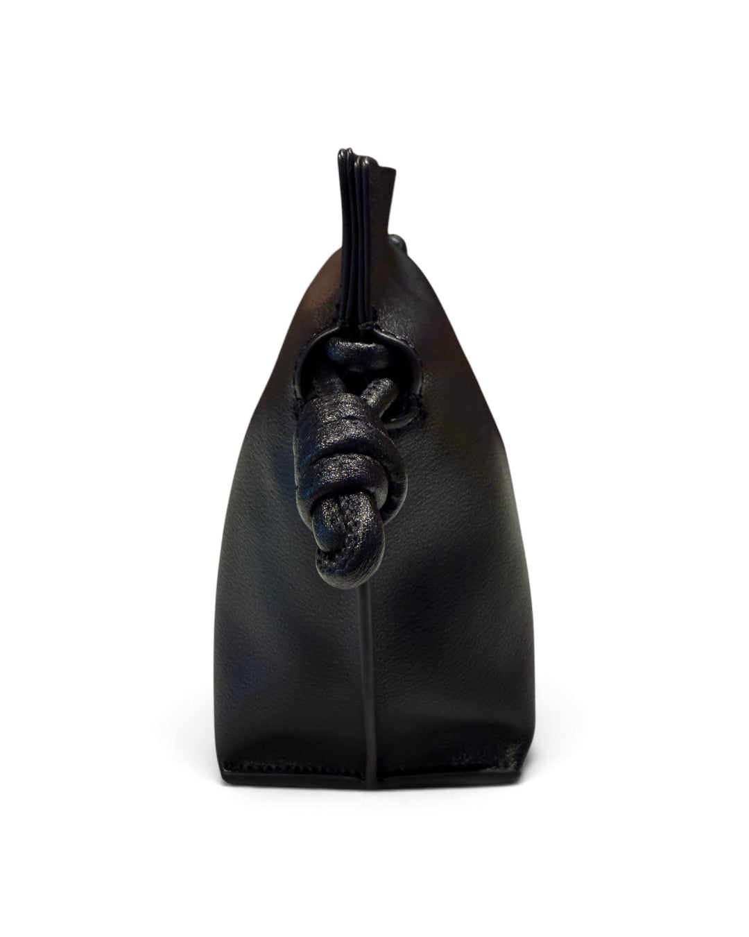 SILKEN TOUCH & TIMELESS KNOT: NAPPA LEATHER DRAWSTRING CLUTCH BAG