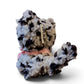 WOUF Colette Cat Charm 背面、グレーと黒の斑点模様のボア、WOUFタグと長いしっぽ
