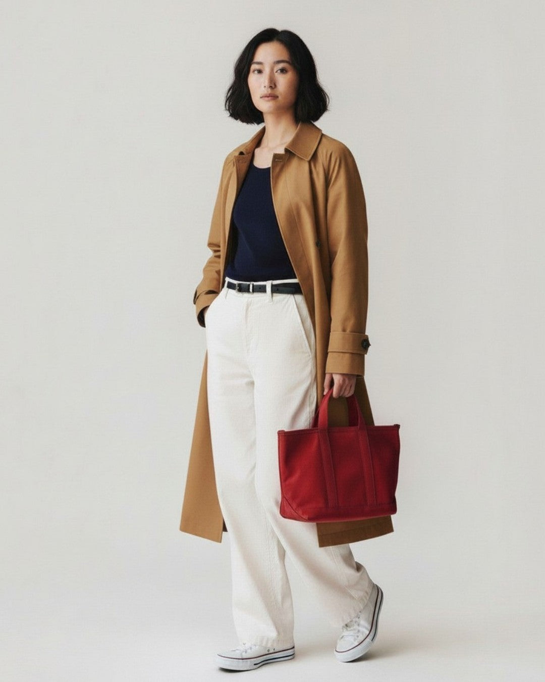 J.B. ATTIRE NEW YORK BAG MINI レッド モデル着用