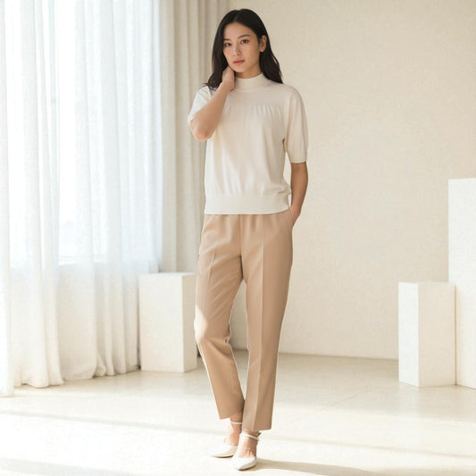 The Sculpted Drape: Effortless Elegance in Double-Cross Stretch