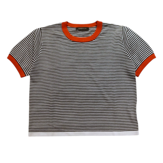 COLOR-BLOCK ACCENT: THE JAPANESE-MADE HALF-SLEEVE STRIPE KNIT