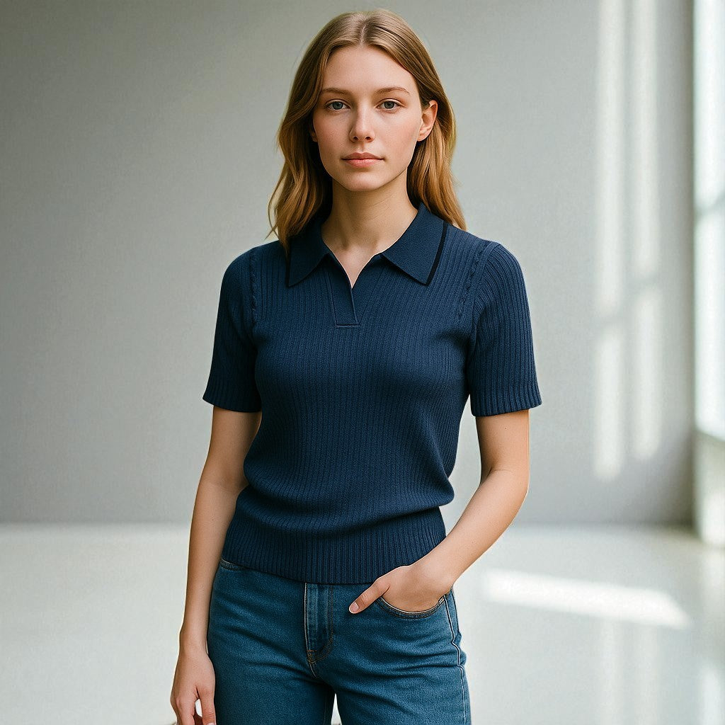 Ripple Edge Knit Polo