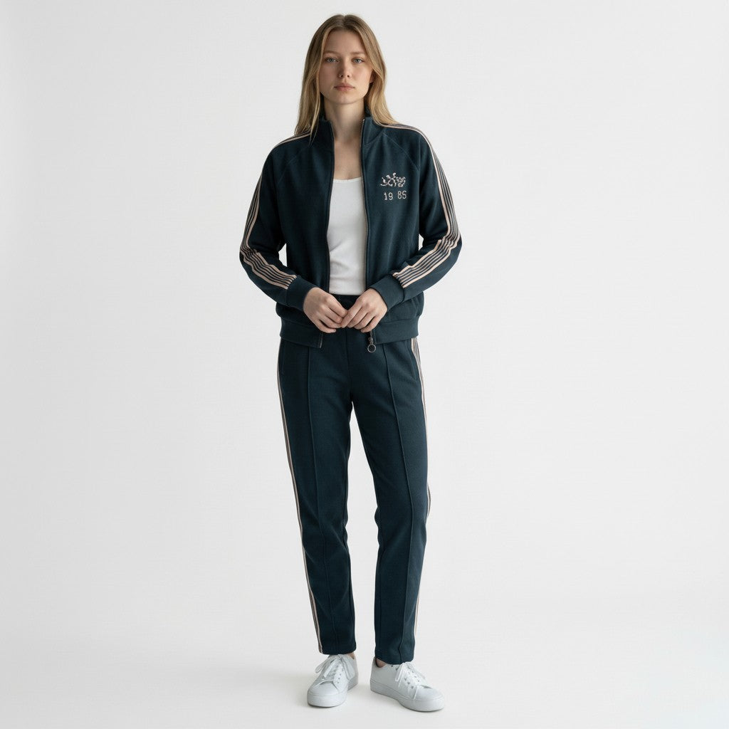 Midnight Velocity: The Embroidered Interlock Jacket