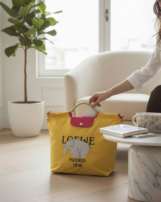 The Parisian Wild: Elephant Embroidered Rope Tote