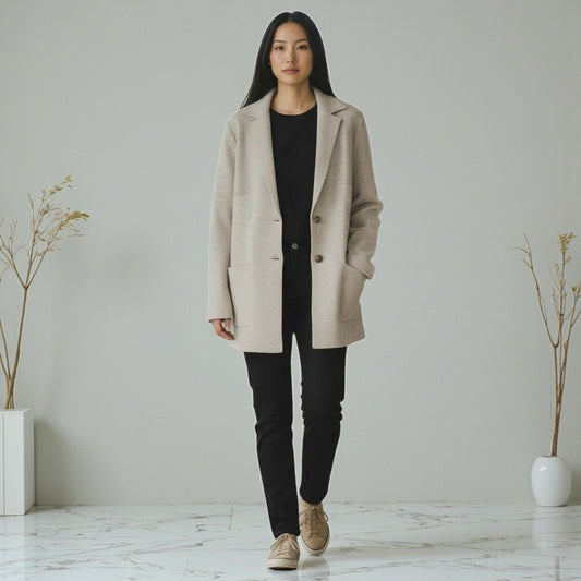 The Shadow Play: Dual-Tone Wool Knit Jacket