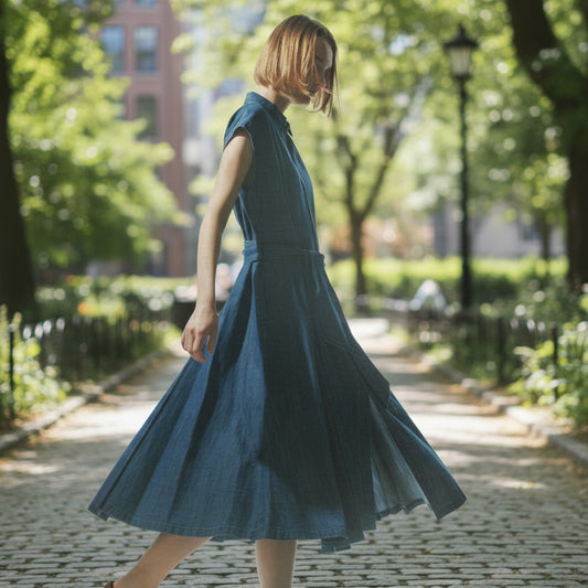 TIMELESS INDIGO: PREMIUM DENIM SHIRT DRESS