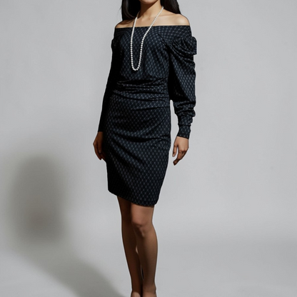 Noir Lattice Horizon Dress