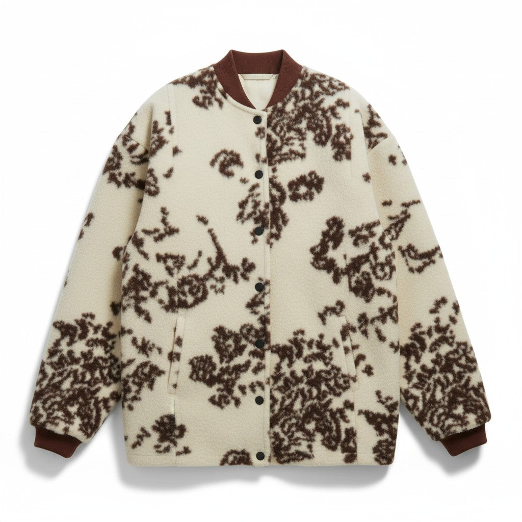 The Floral Teddy: Italian Wool Oversized Bomber