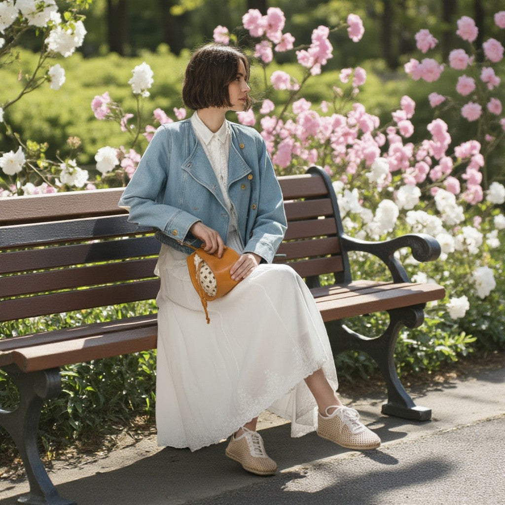 Indigo Reverie: The Double-Breasted Denim Muse