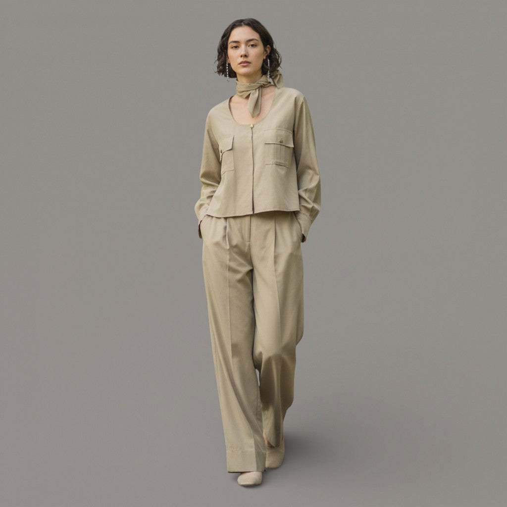 The Golden Saharienne: A Taffeta Whisper of Masculine Romance