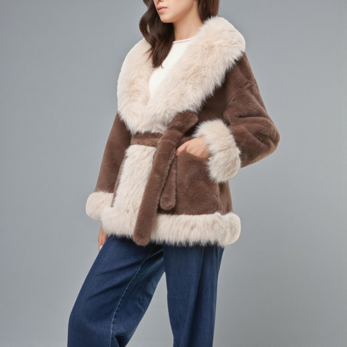 Venice Whispers: The Ethereal Ecofur Wrap Coat