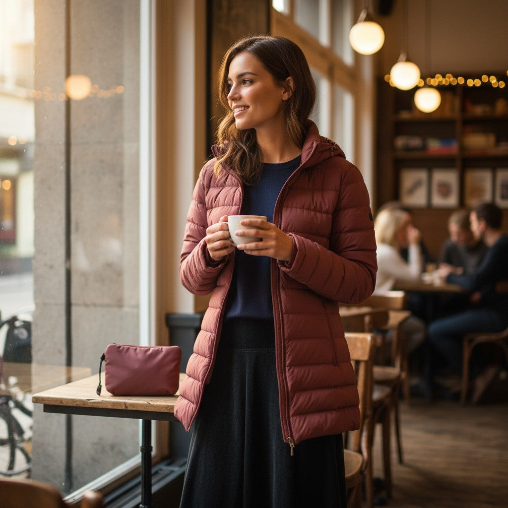 The Urban Hue: Light Down Burgundy Coat