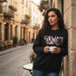 The Parisian Vista: Velveteen Streetscape Embroidered Sweatshirt