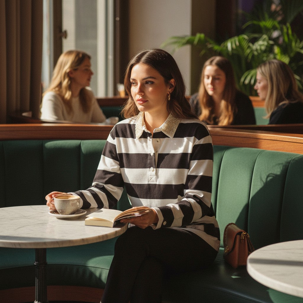 Artisanal Stripes: The Hand-Beaded Heritage Polo
