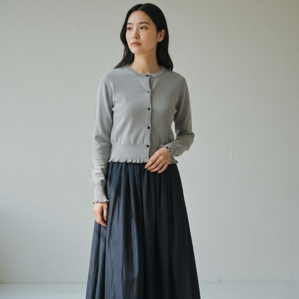 The Dual Elegance: Merino Knit & Taffeta Docking Dress