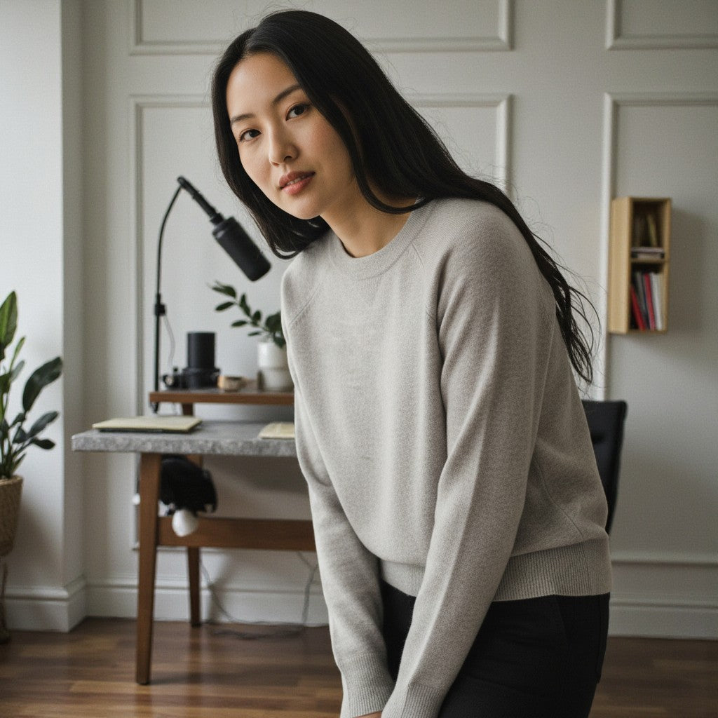 The Quiet Luxury: Cashmere 100% Back-Detail Sweater