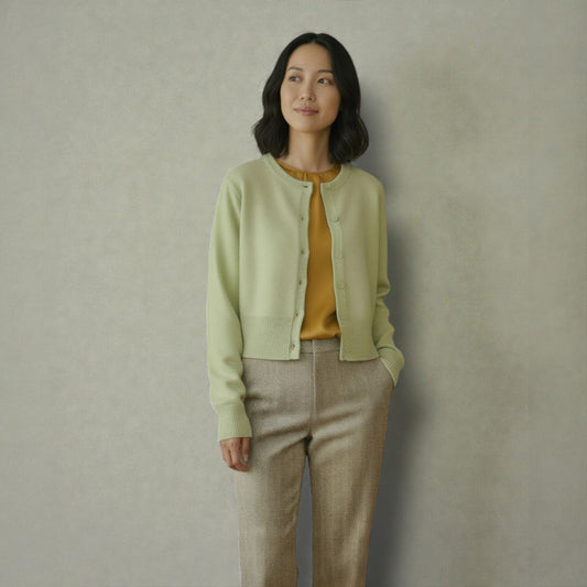 The Pastel Harmony: Compact Wool Cardigan