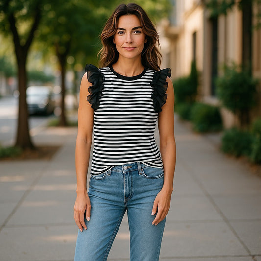 フリルストライプTシャツ