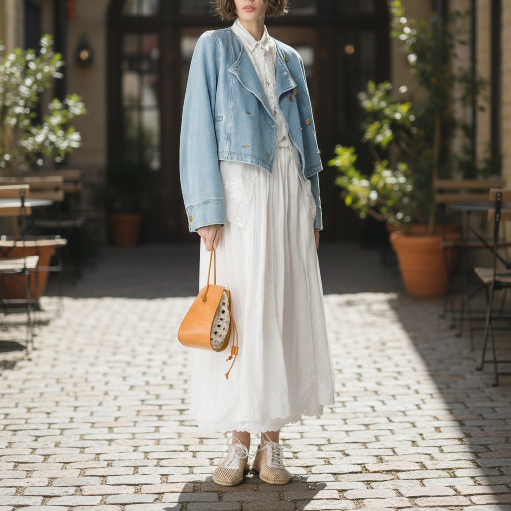 Indigo Reverie: The Double-Breasted Denim Muse