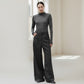 The Charcoal Texture: Italian Wool-Linen Wide Pants