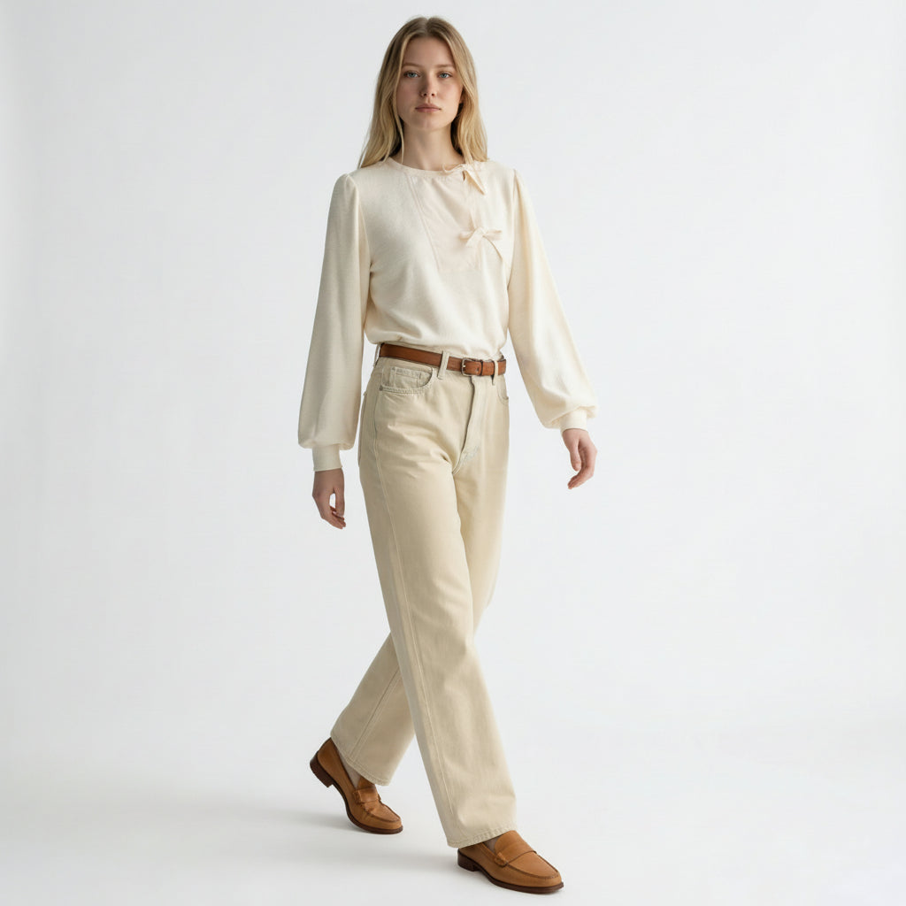 The Ribbon Serenade: Elevated Lounge Sweatshirt