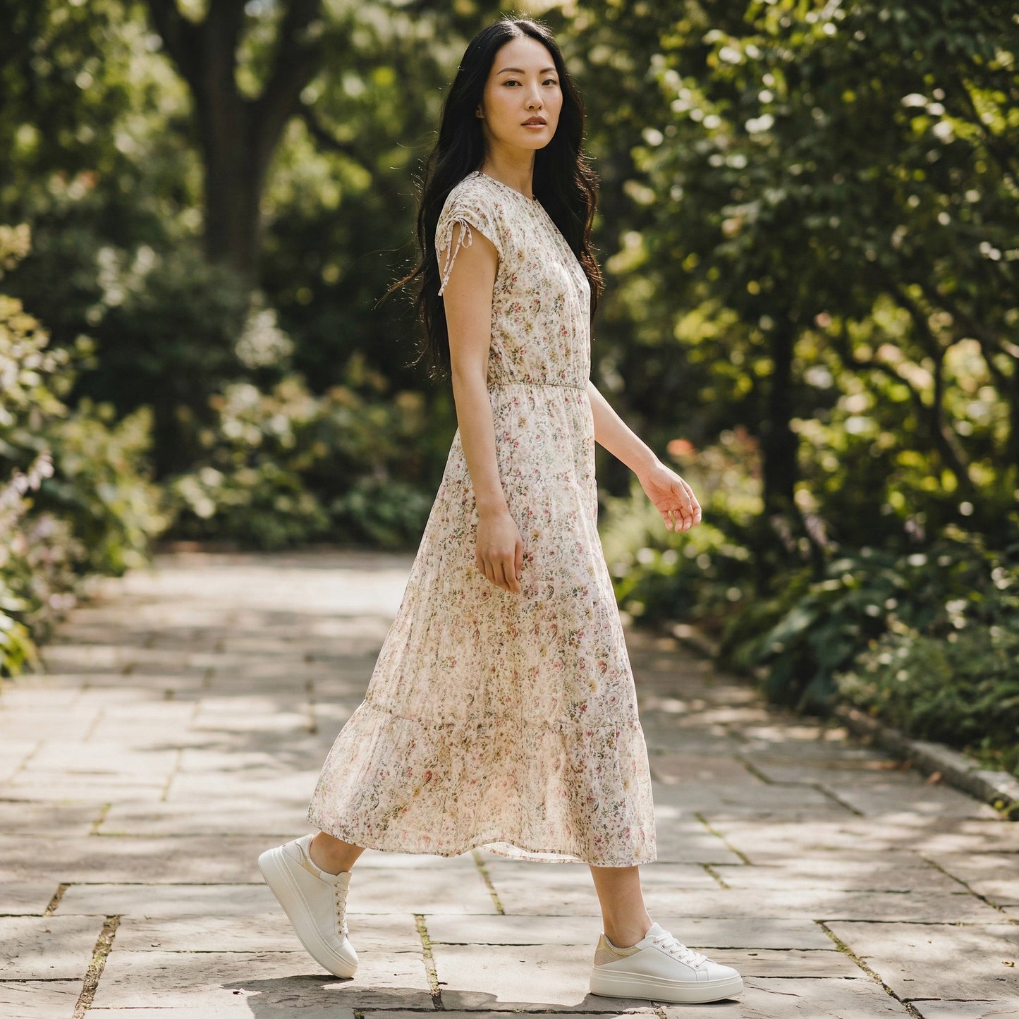 Celestial Flow: The Gathered Side-Tie Maxi