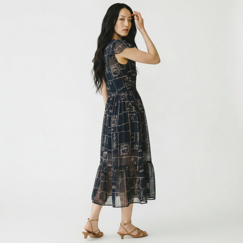 Artisanal Azure: The Cross-Stitch Embroidered Muse